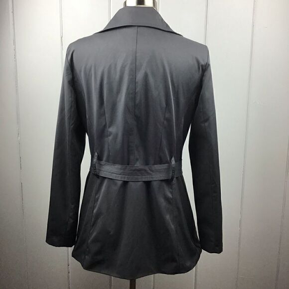 Sandro Dark Gray Ruffled Collar Belted Trench L - Picture 5 of 7